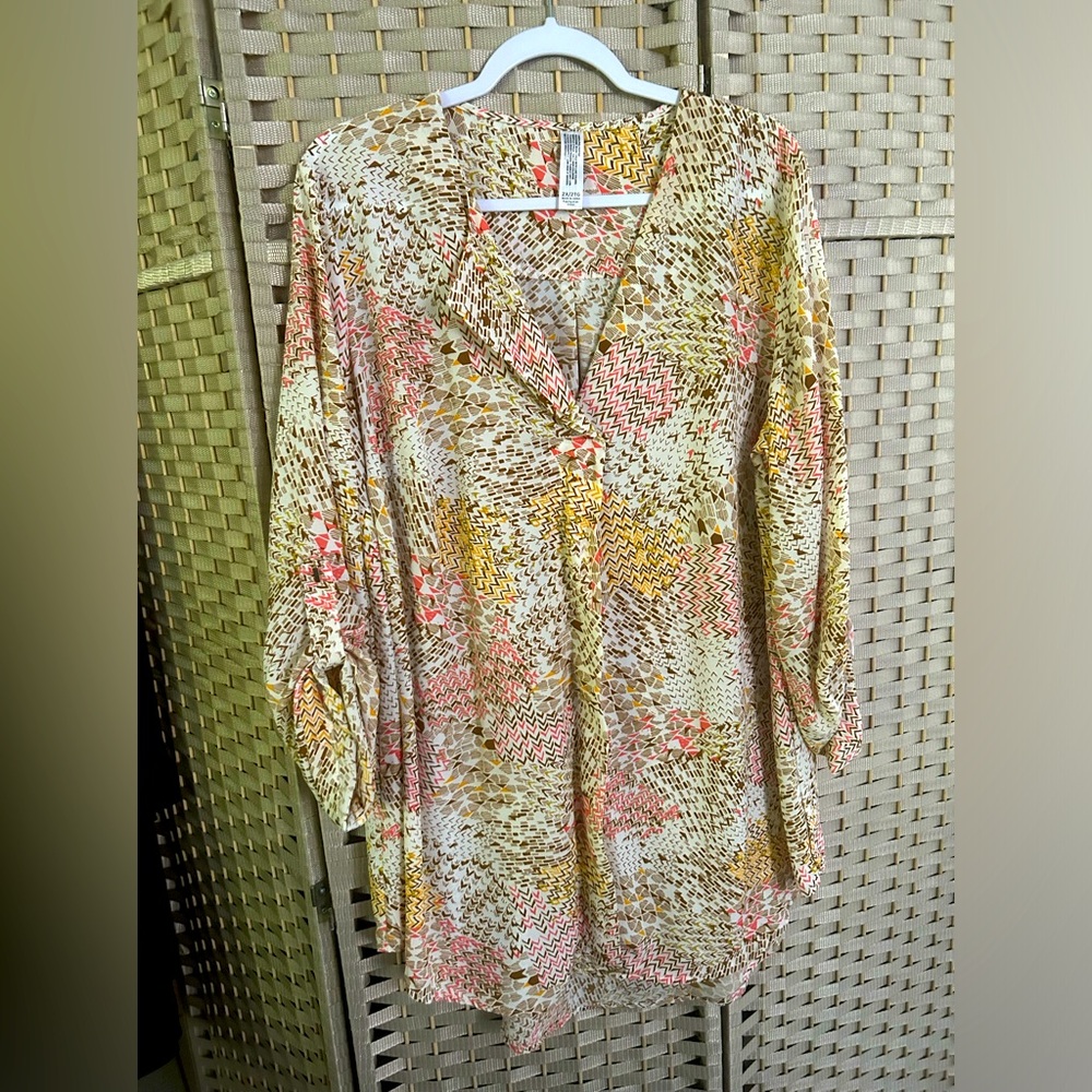 Sherbet Mix Print Colored Blouse 2X